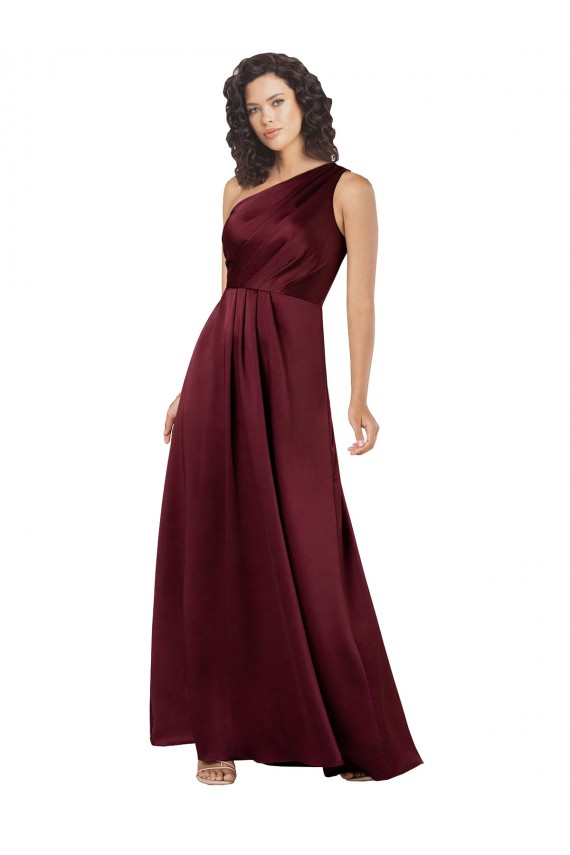 Silky Satin One Shoulder A-Line Burgundy Prom Dress Canada Factory