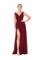 Soft Chiffon High Neck V-Back A-Line Burgundy Black Tie Prom Dress Canada Factory