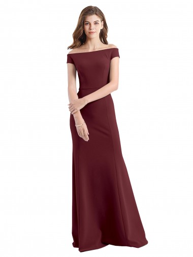 Stretch Crepe High Neck Sheath Burgundy Gold Prom Dress Canada Factory