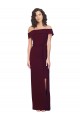 Stretch Crepe Square Neck Low Back Sheath Burgundy Gold Prom Dress Canada Factory