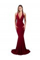 Spandex V-Neck Open Back Mermaid Burgundy Prom Dress Canada Factory