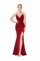 Stretch Crepe V-Neck V-Back Mermaid Burgundy Prom Dress Canada Factory