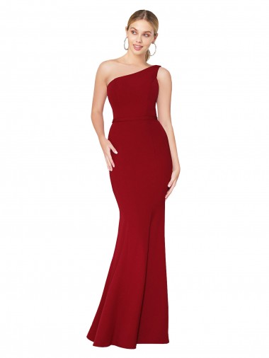 Stretch Crepe High Neck Mermaid Burgundy Prom Dress Canada Factory