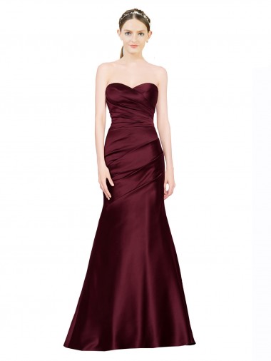 Satin Sweetheart Low Back Mermaid Burgundy Prom Dress Canada Factory