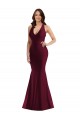 Silky Satin V-Neck Open Back Mermaid Burgundy Plus Size Formal Prom Dress Canada Factory