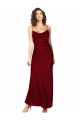 Silky Satin Cowl Neck Low Back Sheath Burgundy Black Tie Prom Dress Canada Factory