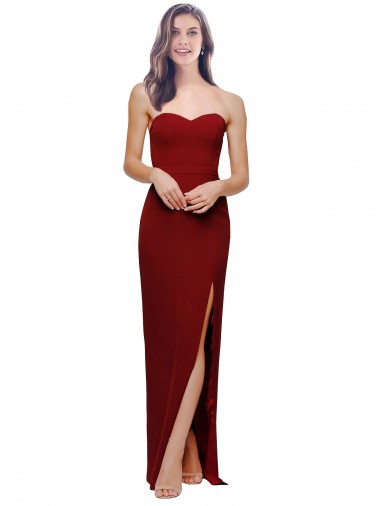 Stretch Crepe Sweetheart Low Back Sheath Burgundy Prom Dress Canada Factory