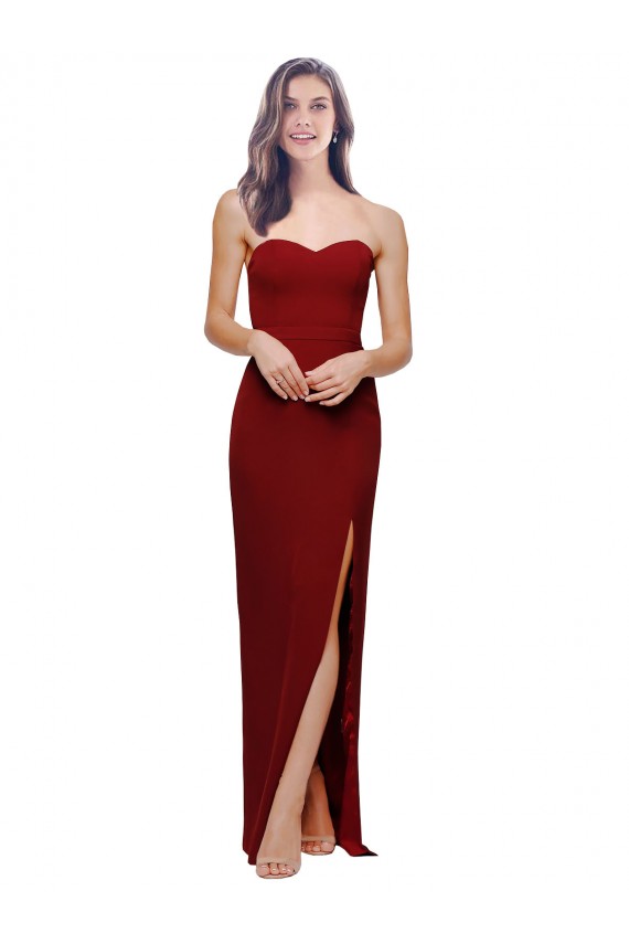 Stretch Crepe Sweetheart Low Back Sheath Burgundy Prom Dress Canada Factory