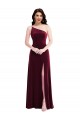 Stretch Velvet One Shoulder Trumpet Burgundy Black Tie Prom Dress Canada Factory