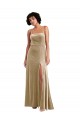 Stretch Velvet Square Neck Low Back A-Line Champagne Prom Dress Canada Factory