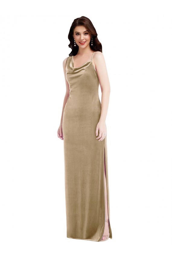 Stretch Velvet One Shoulder Sheath Champagne Black Tie Prom Dress Canada Factory