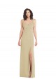 Stretch Crepe Square Neck Low Back Trumpet Champagne Prom Dress Canada Factory