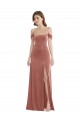 Stretch Velvet Off the Shoulder A-Line Cinnamon Rose Prom Dress Canada Factory