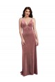 Stretch Velvet V-Neck Low Back A-Line Cinnamon Rose Prom Dress Canada Factory