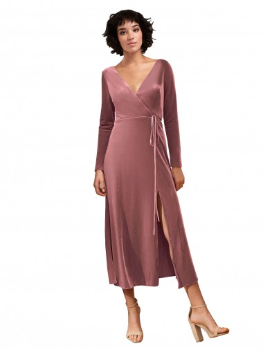 Stretch Velvet V-Neck A-Line Cinnamon Rose Black Tie Prom Dress Canada Factory