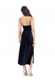 Stretch Velvet Cowl Neck Low Back Column Dark Navy Prom Dress Canada Factory