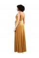 Stretch Velvet V-Neck V-Back Column Gold Black Tie Prom Dress Canada Factory