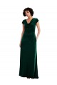 Stretch Velvet Cowl Neck A-Line Dark Green Black Tie Prom Dress Canada Factory