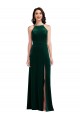 Stretch Velvet High Neck A-Line Dark Green Prom Dress Canada Factory