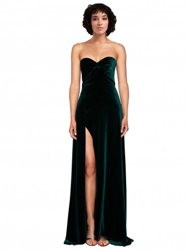 Stretch Velvet Sweetheart Low Back A-Line Dark Green Prom Dress Canada Factory