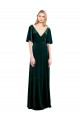 Stretch Velvet V-Neck V-Back A-Line Dark Green Long Prom Dress Canada Factory
