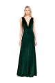 Stretch Velvet V-Neck Sleeveless A-Line Dark Green Long Prom Dress Canada Factory