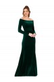Stretch Velvet Off the Shoulder Sheath Dark Green Prom Dress Canada Factory