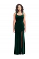 Stretch Velvet Square Neck Trumpet Dark Green Prom Dress Canada Factory