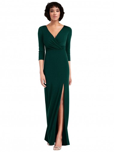 Spandex V-Neck V-Back Trumpet Dark Green Prom Dress Canada Factory