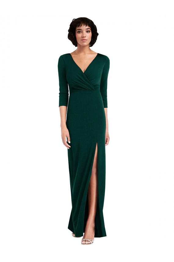 Spandex V-Neck V-Back Trumpet Dark Green Prom Dress Canada Factory