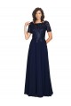 Soft Chiffon Round Neck A-Line Dark Navy Prom Dress Canada Factory