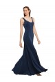 Stretch Crepe Round Neck Low Back A-Line Dark Navy Prom Dress Canada Factory