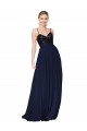 Soft Chiffon & Sequin High Neck A-Line Dark Navy Prom Dress Canada Factory