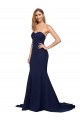 Stretch Crepe Sweetheart Low Back A-Line Dark Navy Prom Dress Canada Factory