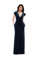 Stretch Velvet V-Neck A-Line Dark Navy Prom Dress Canada Factory