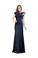 Stretch Crepe Bateau Neck Keyhole Back Mermaid Dark Navy Prom Dress Canada Factory
