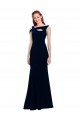 Stretch Crepe Off the Shoulder Mermaid Dark Navy Prom Dress Canada Factory