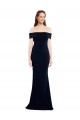 Stretch Crepe Off the Shoulder Keyhole Back Mermaid Dark Navy Prom Dress Canada Factory