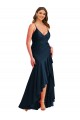 Silky Satin Spaghetti Straps Mermaid Dark Navy High Low Plus Size Prom Dress Canada Factory