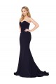Stretch Crepe High Neck Mermaid Dark Navy Prom Dress Canada Factory