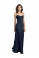 Stretch Crepe Scoop Neck Low Back Sheath Dark Navy Prom Dress Canada Factory