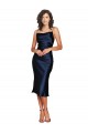 Silky Satin Cowl Neck Sheath Dark Navy Prom Dress Canada Factory