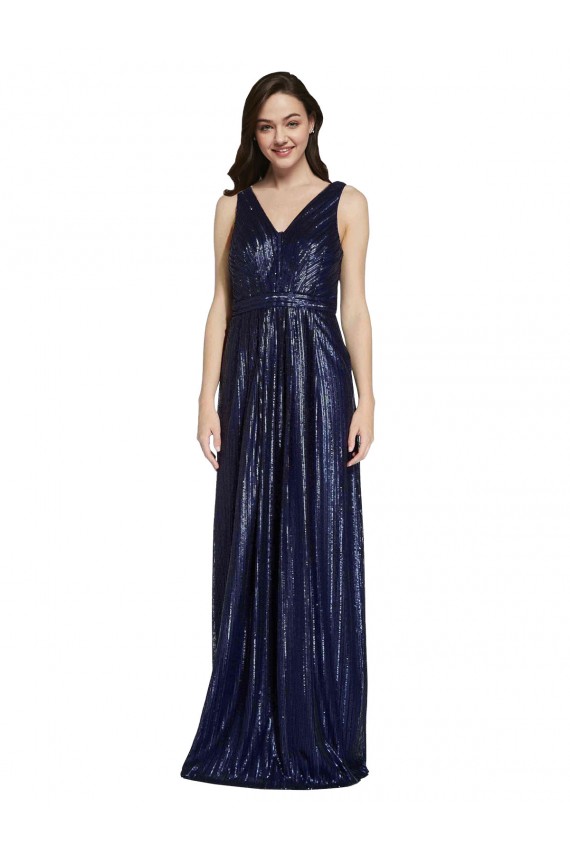 Sequin V-Neck V-Back Sheath Dark Navy Prom Dress Canada Factory