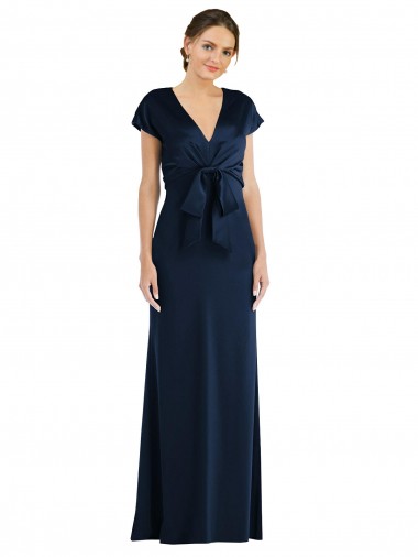 Stretch Crepe Off the Shoulder Keyhole Back Trumpet Dark Navy Prom Dress Canada Factory