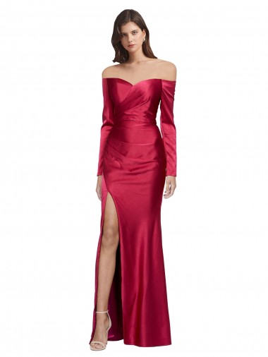 Stretch Satin Sweetheart Sheath Dark Red Prom Dress Canada Factory