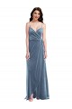 Stretch Velvet Sweetheart Low Back A-Line Dusty Blue Prom Dress Canada Factory