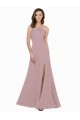 Stretch Crepe High Neck Keyhole Back A-Line Dusty Pink Prom Dress Canada Factory