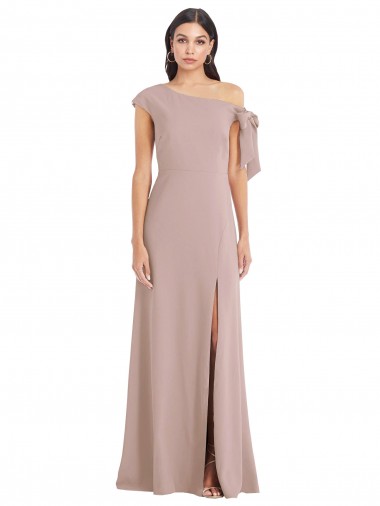 Stretch Crepe Off the Shoulder A-Line Dusty Pink Prom Dress Canada Factory