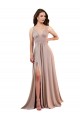 Spandex V-Neck Low Back A-Line Dusty Pink Black Tie Prom Dress Canada Factory