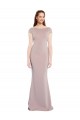 Stretch Crepe Boat Neck Tie Back Mermaid Dusty Pink Prom Dress Canada Factory